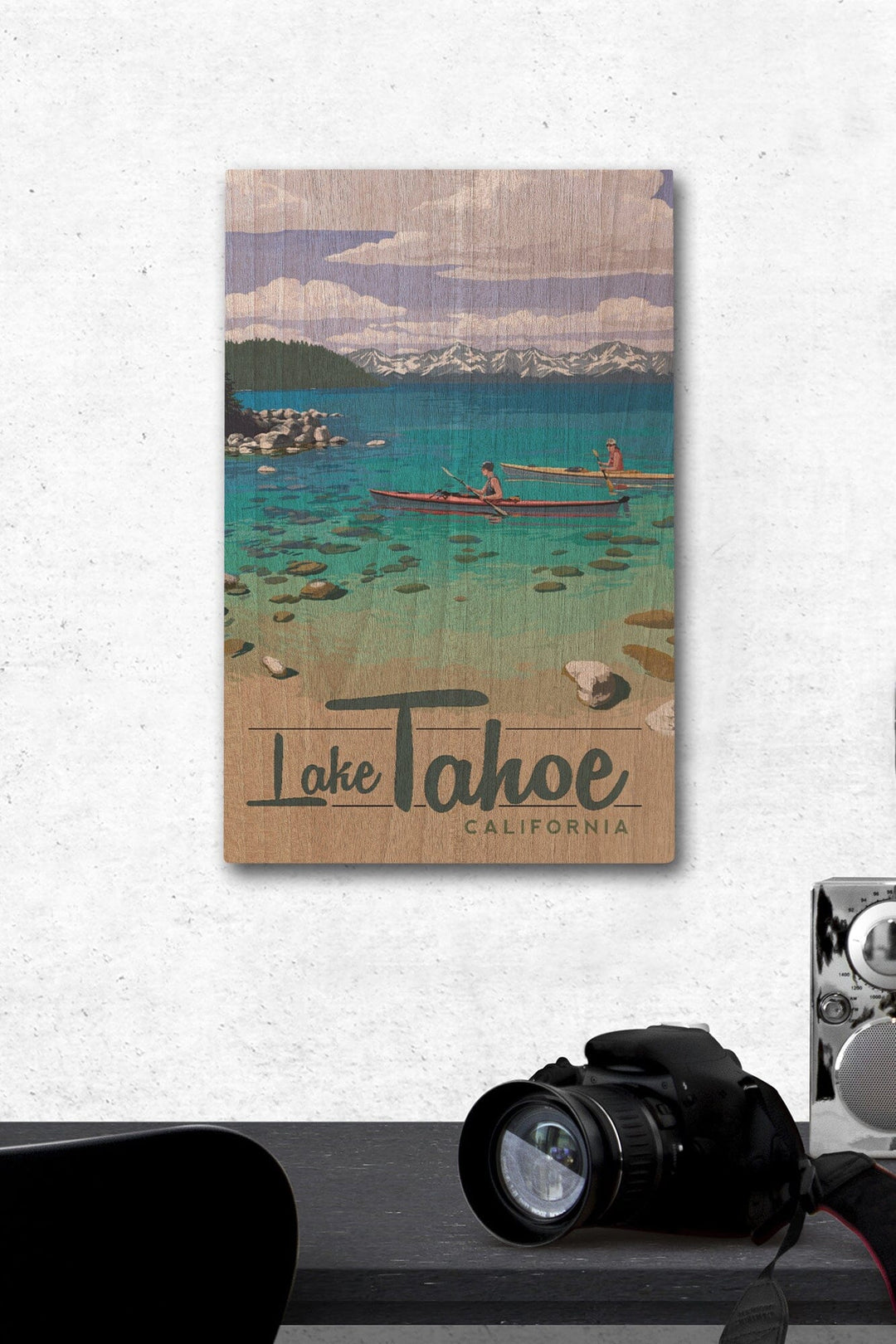 Lake Tahoe, California, Kayakers in Secret Cove, Lantern Press Artwork, Wood Signs and Postcards - Lantern Press