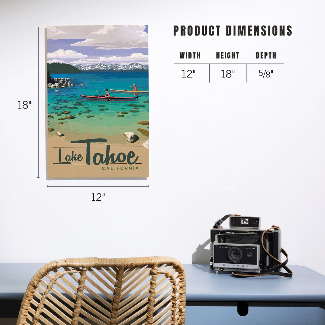Lake Tahoe, California, Kayakers in Secret Cove, Lantern Press Artwork, Wood Signs and Postcards - Lantern Press