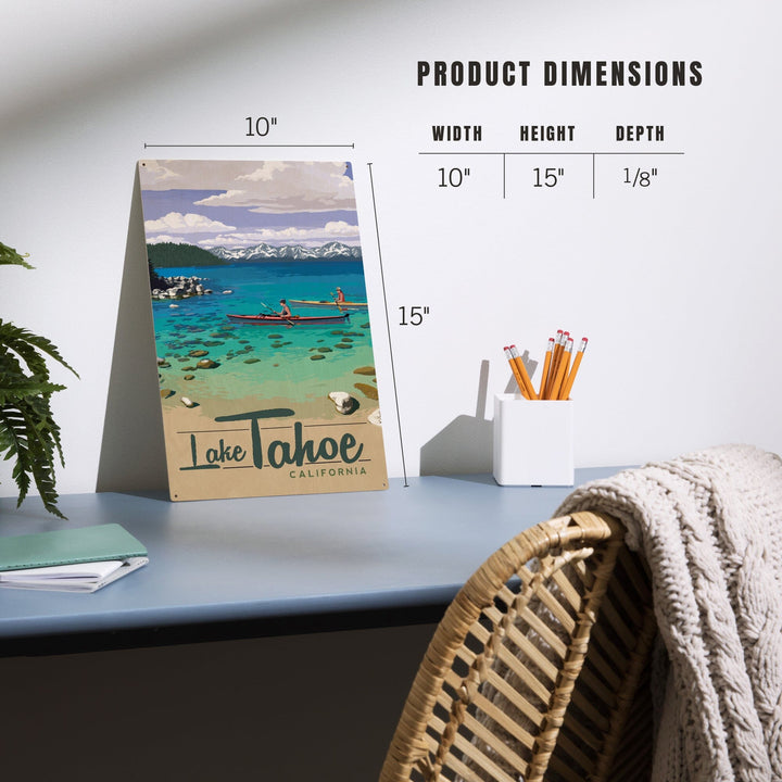 Lake Tahoe, California, Kayakers in Secret Cove, Lantern Press Artwork, Wood Signs and Postcards - Lantern Press