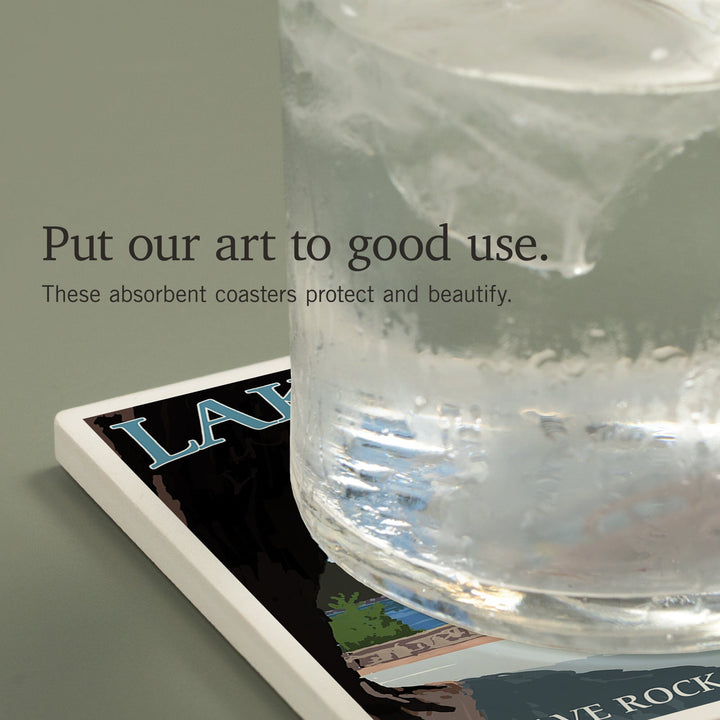 Lake Tahoe, California, Motorcycle Scene, Coasters Coasters Lantern Press