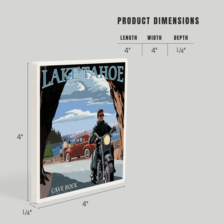 Lake Tahoe, California, Motorcycle Scene, Coasters Coasters Lantern Press