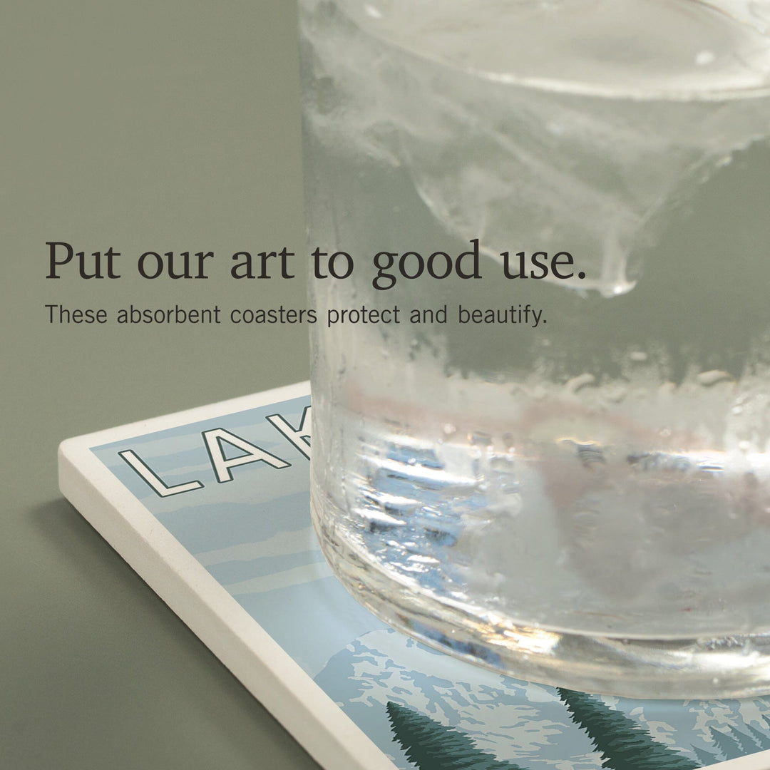 Lake Tahoe, California, Snowboarder Jumping, Coasters Coasters Lantern Press