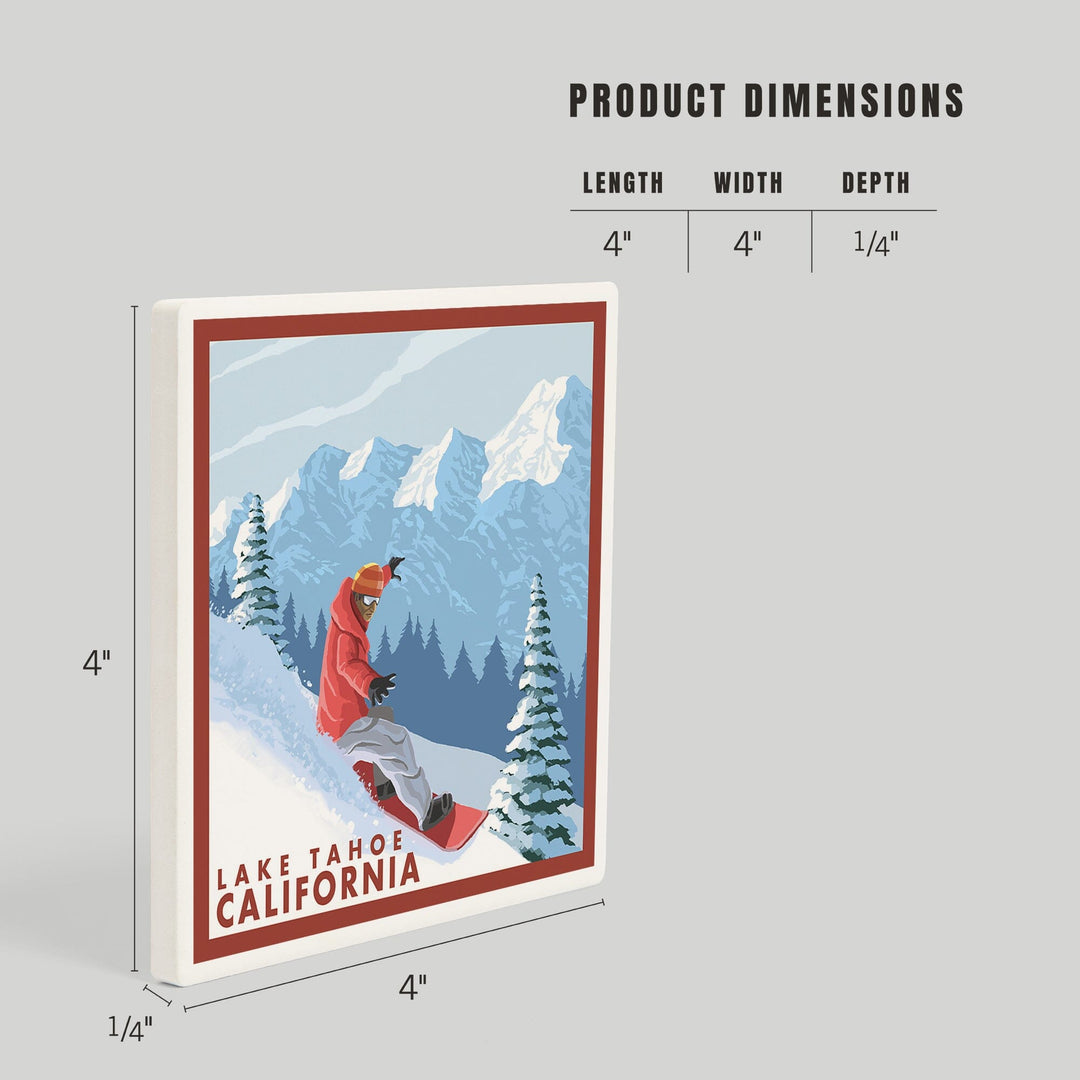Lake Tahoe, California, Snowboarder Scene, Coasters Coasters Lantern Press