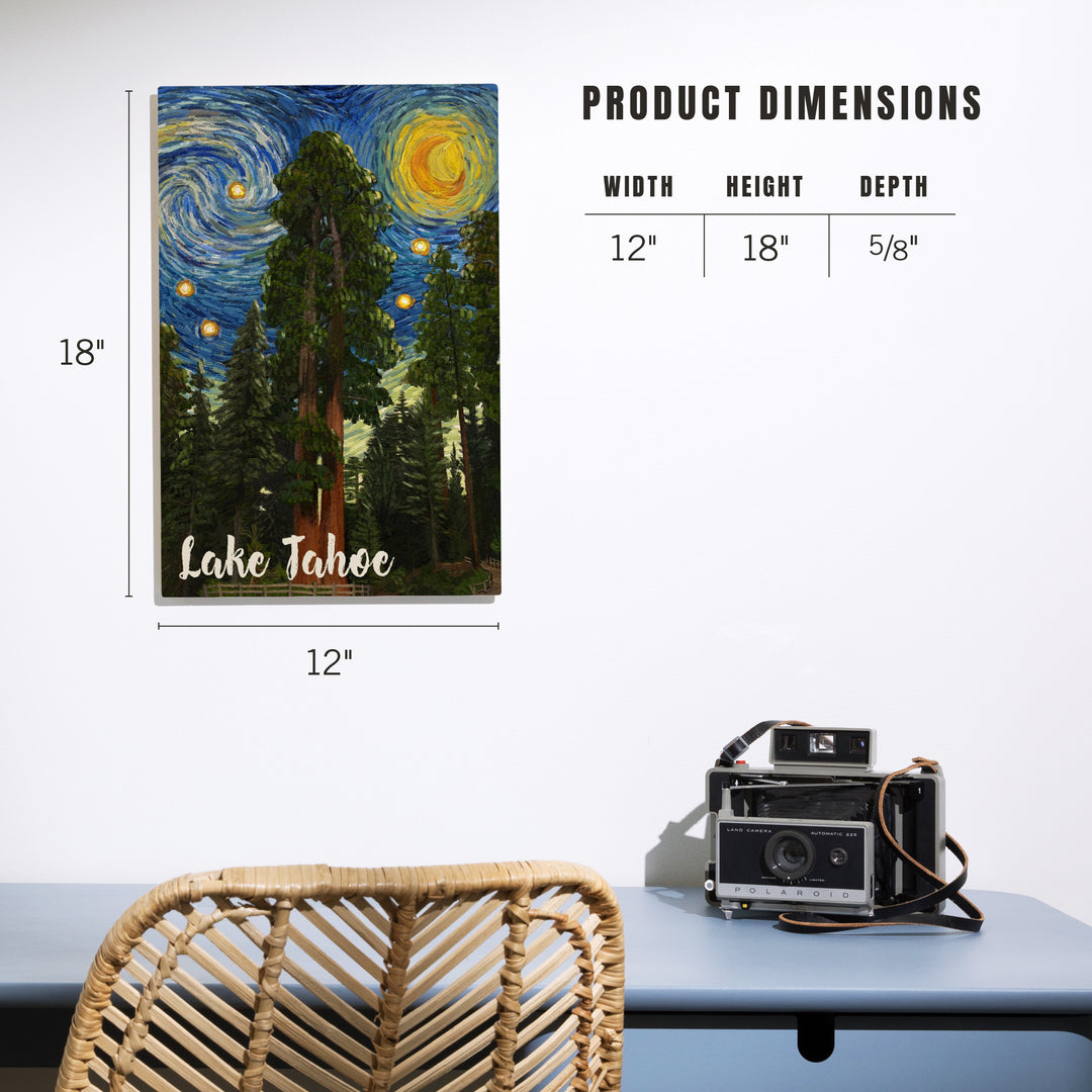 Lake Tahoe, California, Starry Night Series, Wood Signs and Postcards Wood Lantern Press