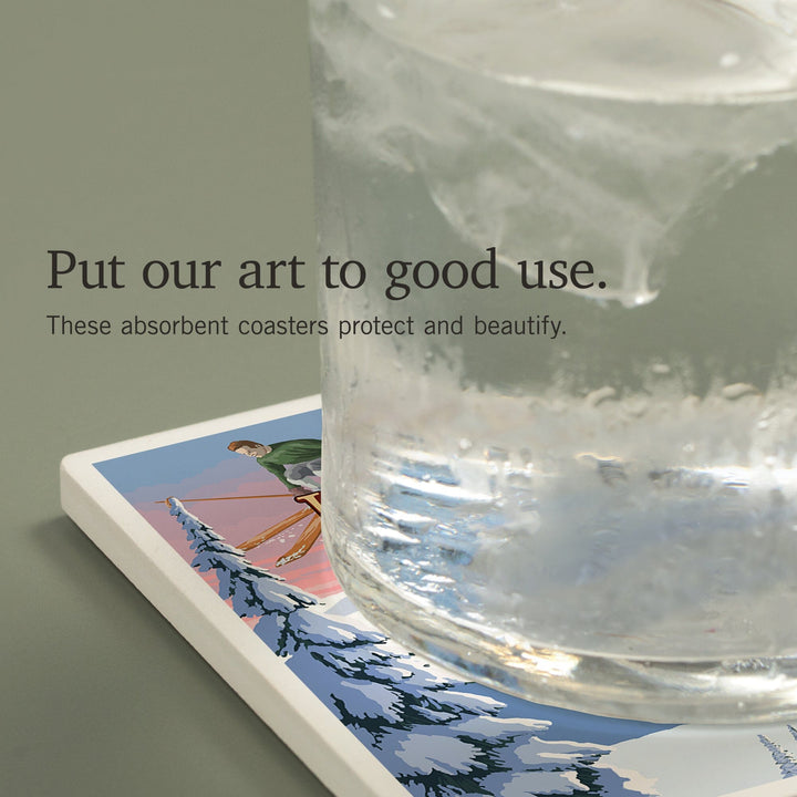 Lake Tahoe, California, Winter Views, Coasters Coasters Lantern Press