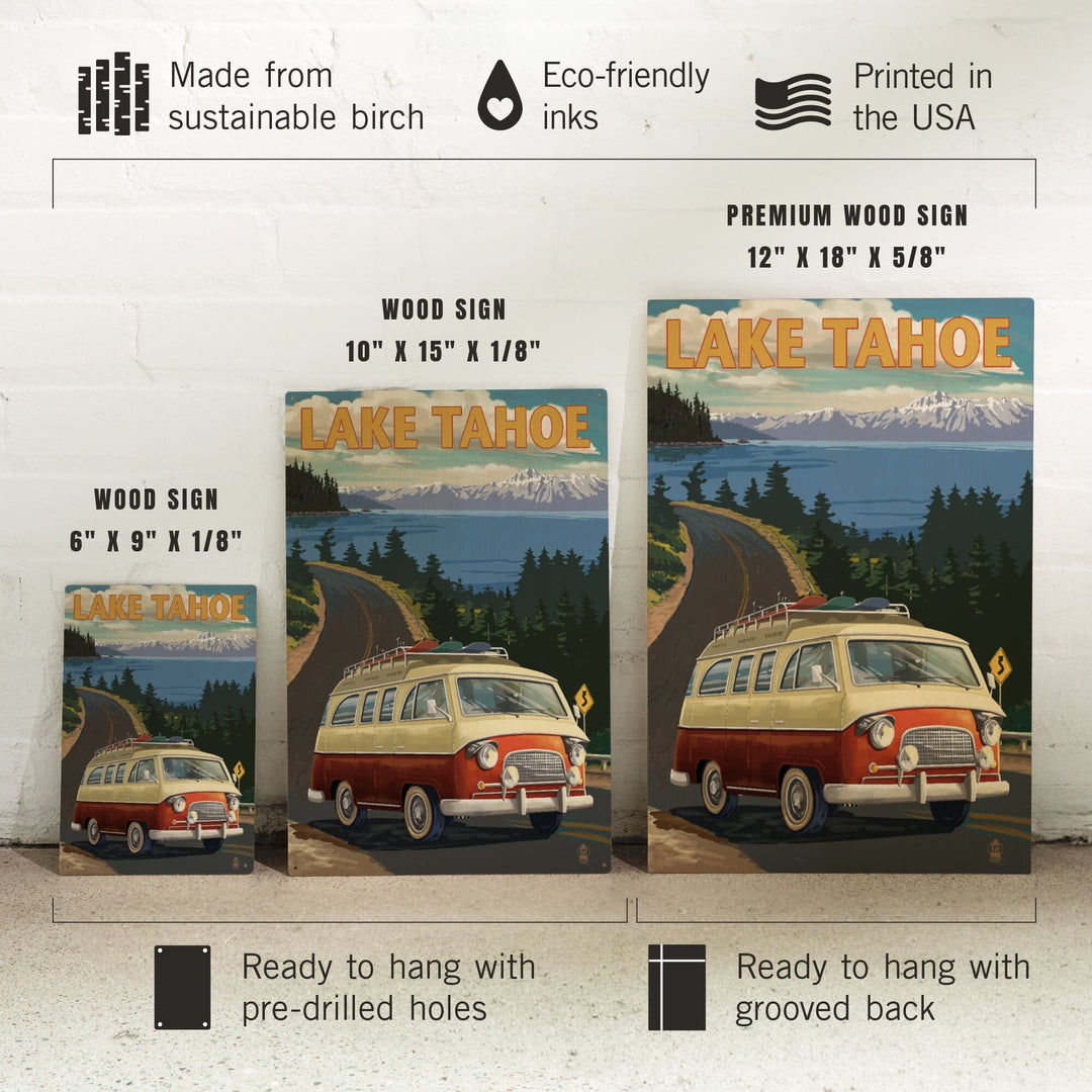 Lake Tahoe, Camper Van, Lantern Press Artwork, Wood Signs and Postcards - Lantern Press