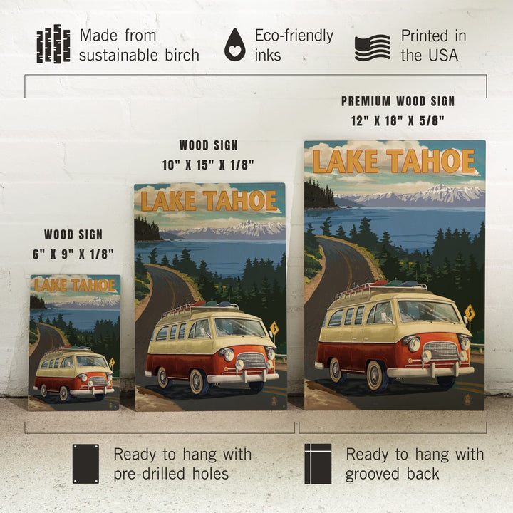 Lake Tahoe, Camper Van, Lantern Press Artwork, Wood Signs and Postcards - Lantern Press