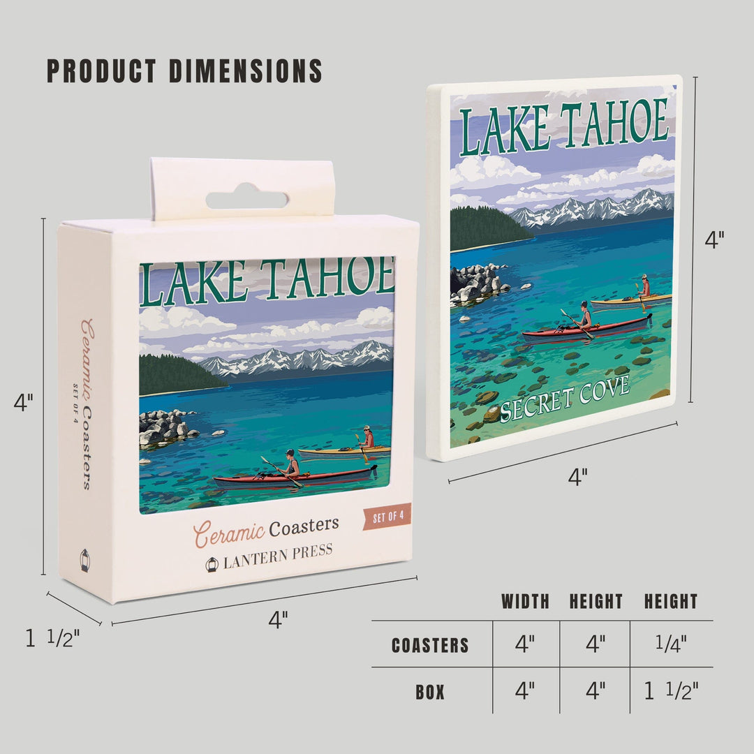 Lake Tahoe, Kayakers in Secret Cove, Coasters Coasters Lantern Press