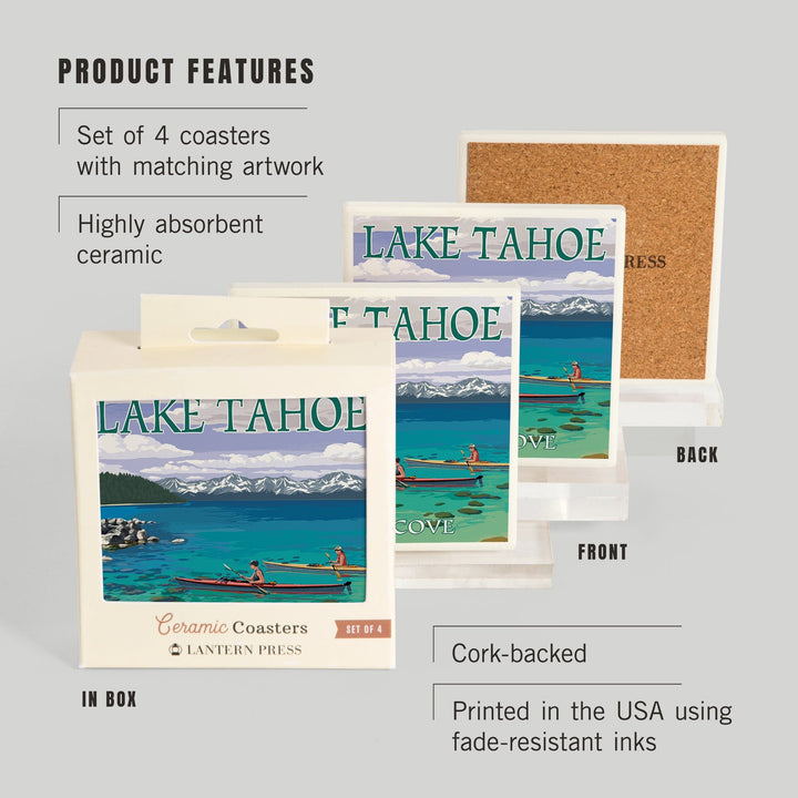 Lake Tahoe, Kayakers in Secret Cove, Coasters Coasters Lantern Press