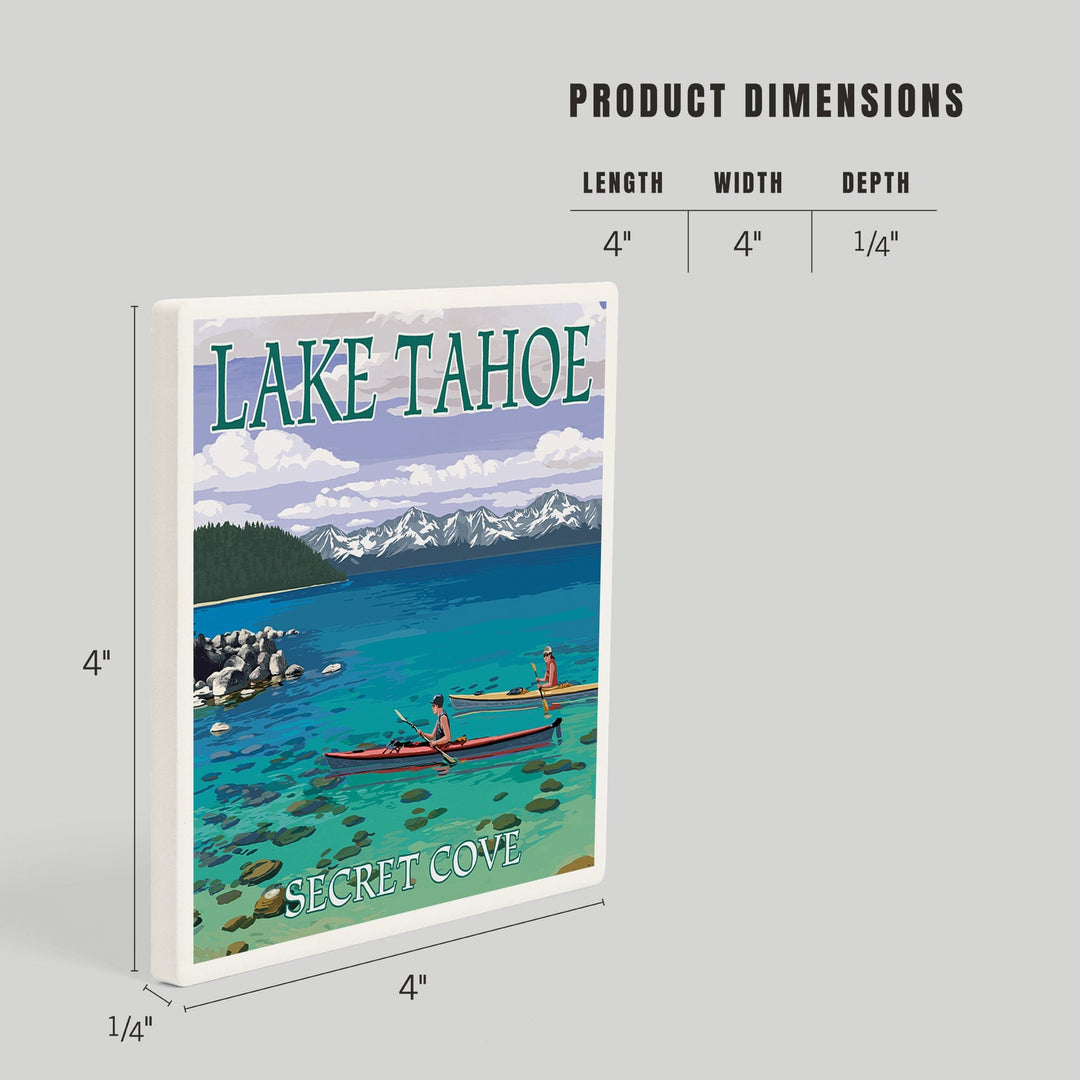 Lake Tahoe, Kayakers in Secret Cove, Coasters Coasters Lantern Press