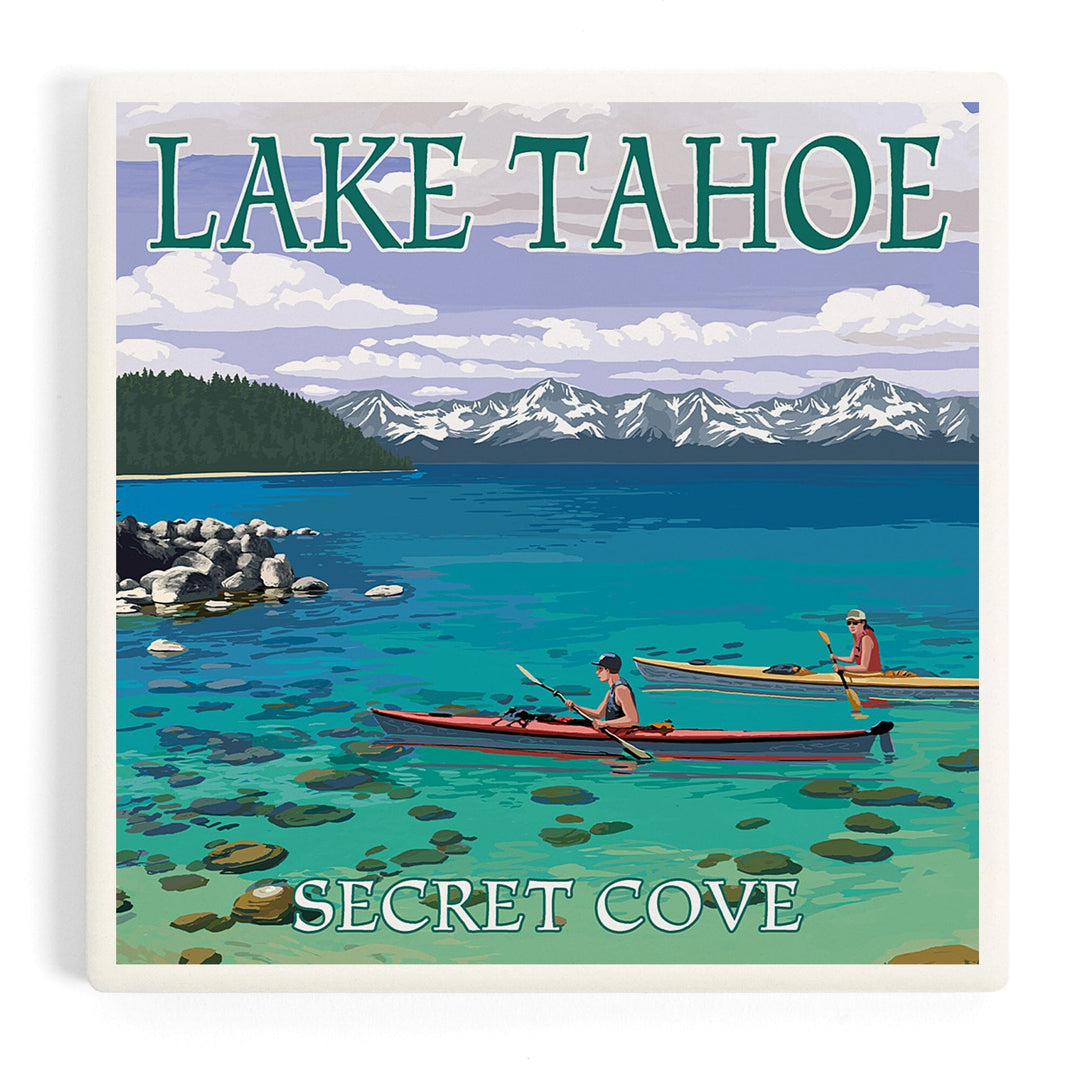 Lake Tahoe, Kayakers in Secret Cove, Coasters Coasters Lantern Press
