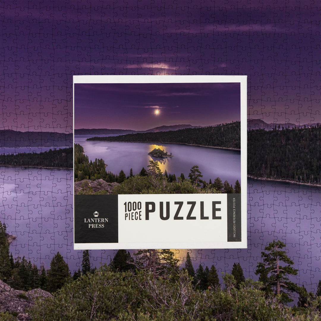 Lake Tahoe, Lake and Purple Sky, Jigsaw Puzzle Puzzle Lantern Press