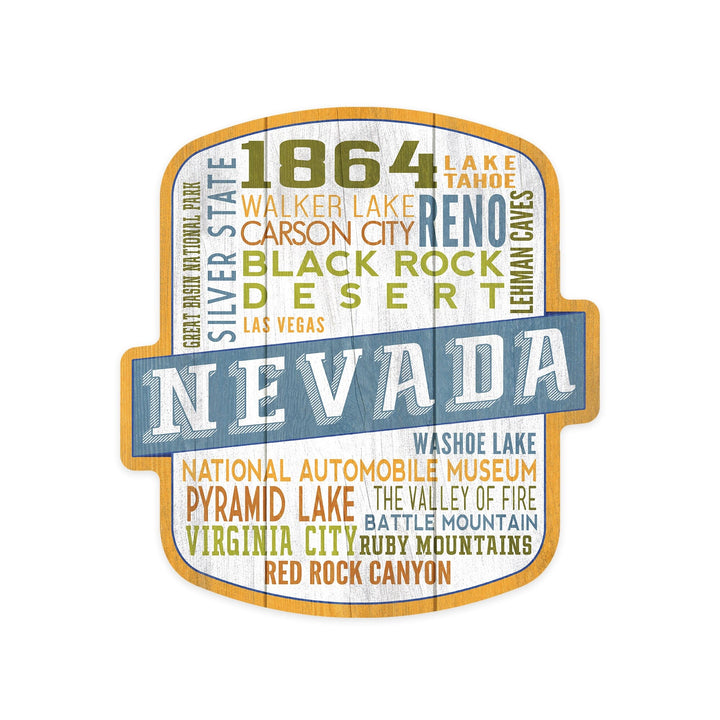 Lake Tahoe, Nevada, Rustic Typography, Contour, Vinyl Sticker - Lantern Press