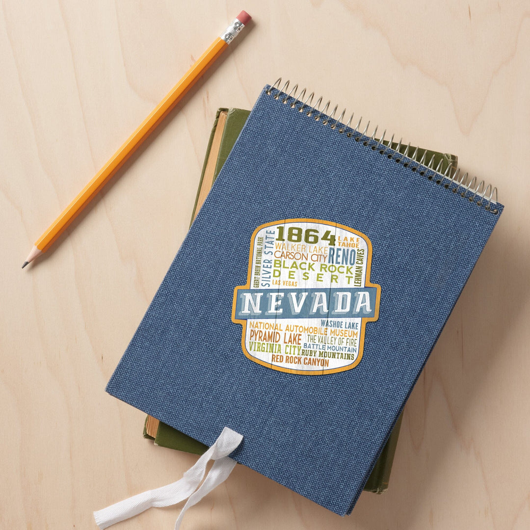 Lake Tahoe, Nevada, Rustic Typography, Contour, Vinyl Sticker - Lantern Press