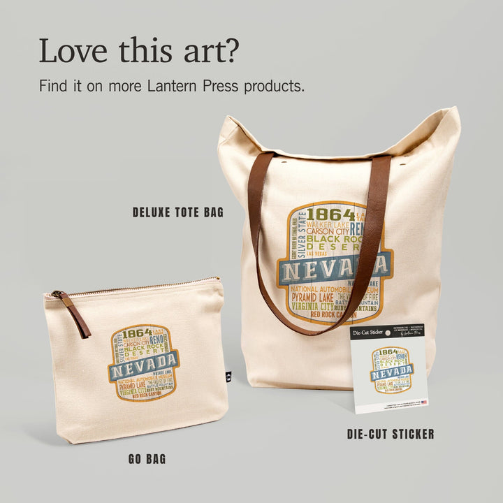 Lake Tahoe, Nevada, Rustic Typography, Contour, Vinyl Sticker - Lantern Press