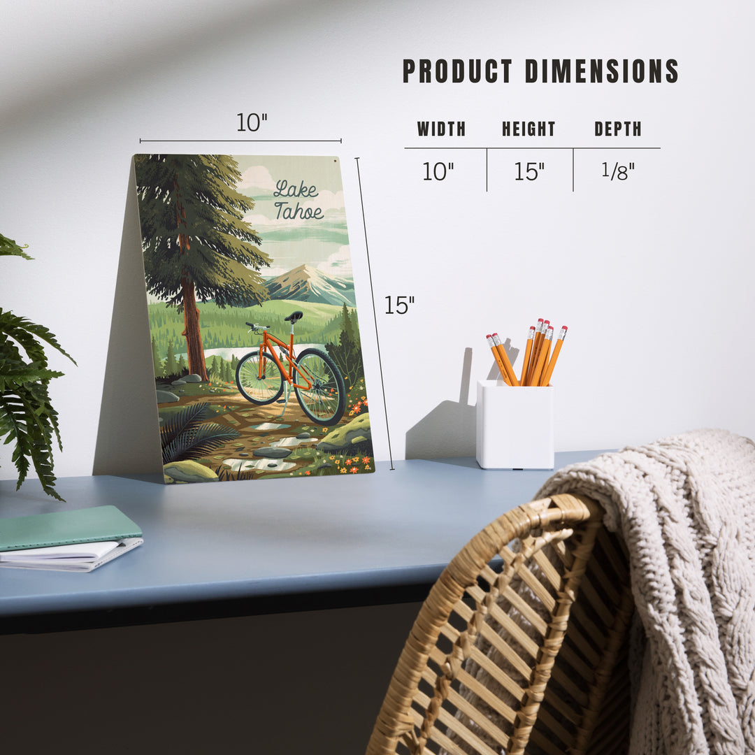 Lake Tahoe, Off To Wander, Cycling in the Mountains, Wood Signs and Postcards Wood Lantern Press