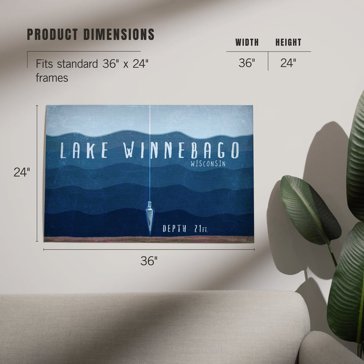 Lake Winnebago, Wisconsin, Lake Essentials, Lake Depth, Art & Giclee Prints - Lantern Press