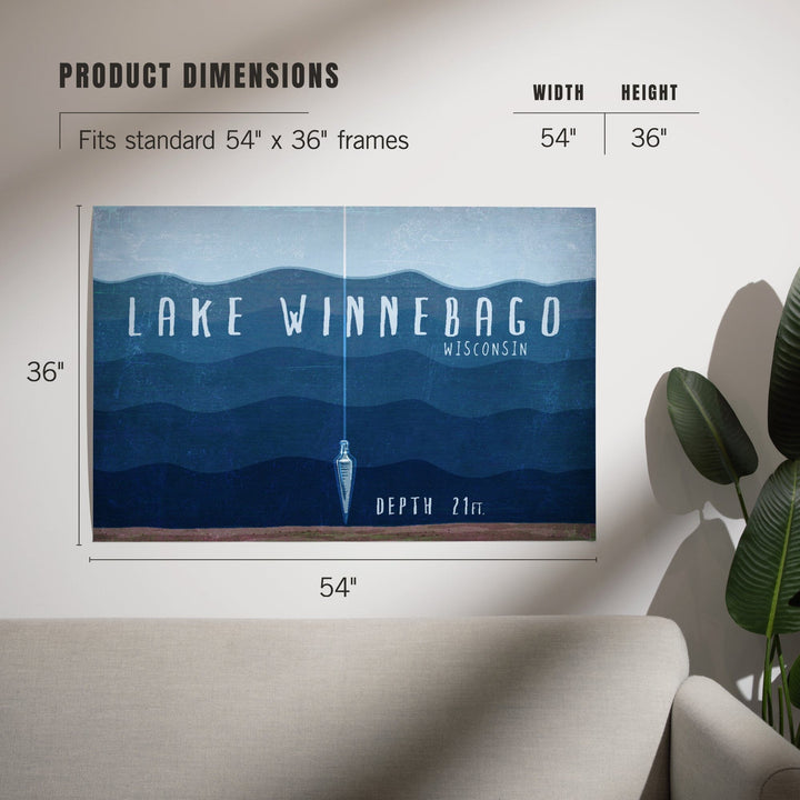Lake Winnebago, Wisconsin, Lake Essentials, Lake Depth, Art & Giclee Prints - Lantern Press