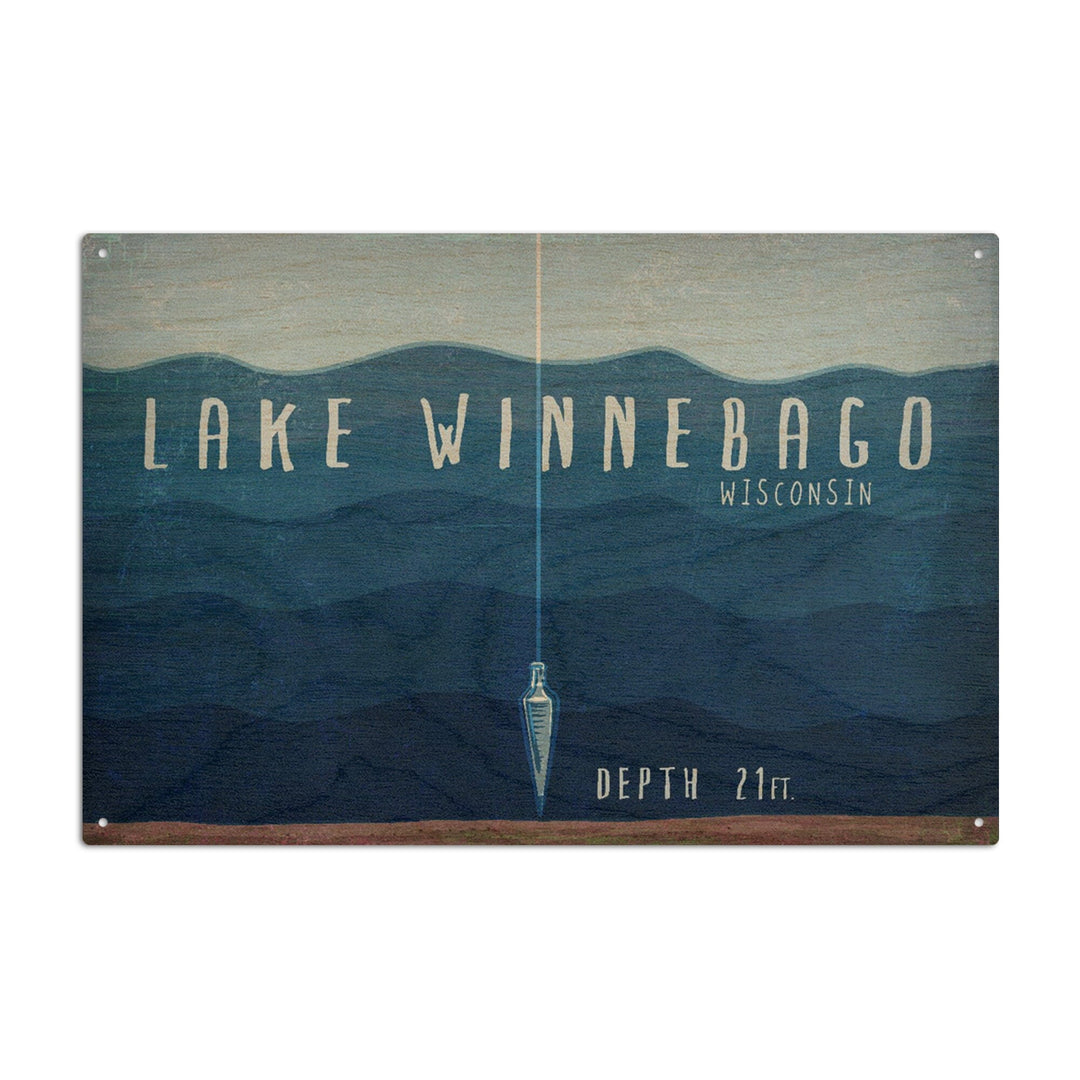 Lake Winnebago, Wisconsin, Lake Essentials, Lake Depth, Lantern Press Artwork, Wood Signs and Postcards - Lantern Press