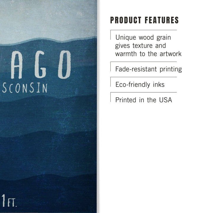 Lake Winnebago, Wisconsin, Lake Essentials, Lake Depth, Lantern Press Artwork, Wood Signs and Postcards - Lantern Press