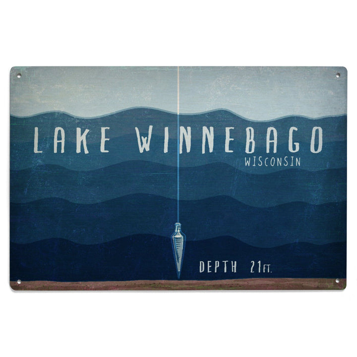 Lake Winnebago, Wisconsin, Lake Essentials, Lake Depth, Lantern Press Artwork, Wood Signs and Postcards - Lantern Press