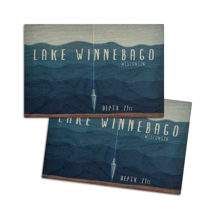 Lake Winnebago, Wisconsin, Lake Essentials, Lake Depth, Lantern Press Artwork, Wood Signs and Postcards - Lantern Press