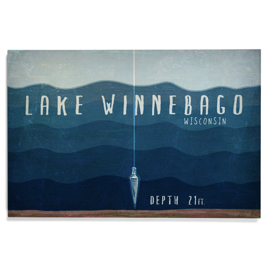 Lake Winnebago, Wisconsin, Lake Essentials, Lake Depth, Lantern Press Artwork, Wood Signs and Postcards - Lantern Press