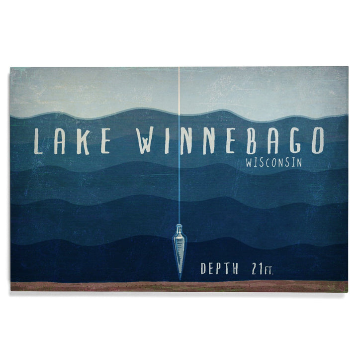 Lake Winnebago, Wisconsin, Lake Essentials, Lake Depth, Lantern Press Artwork, Wood Signs and Postcards - Lantern Press