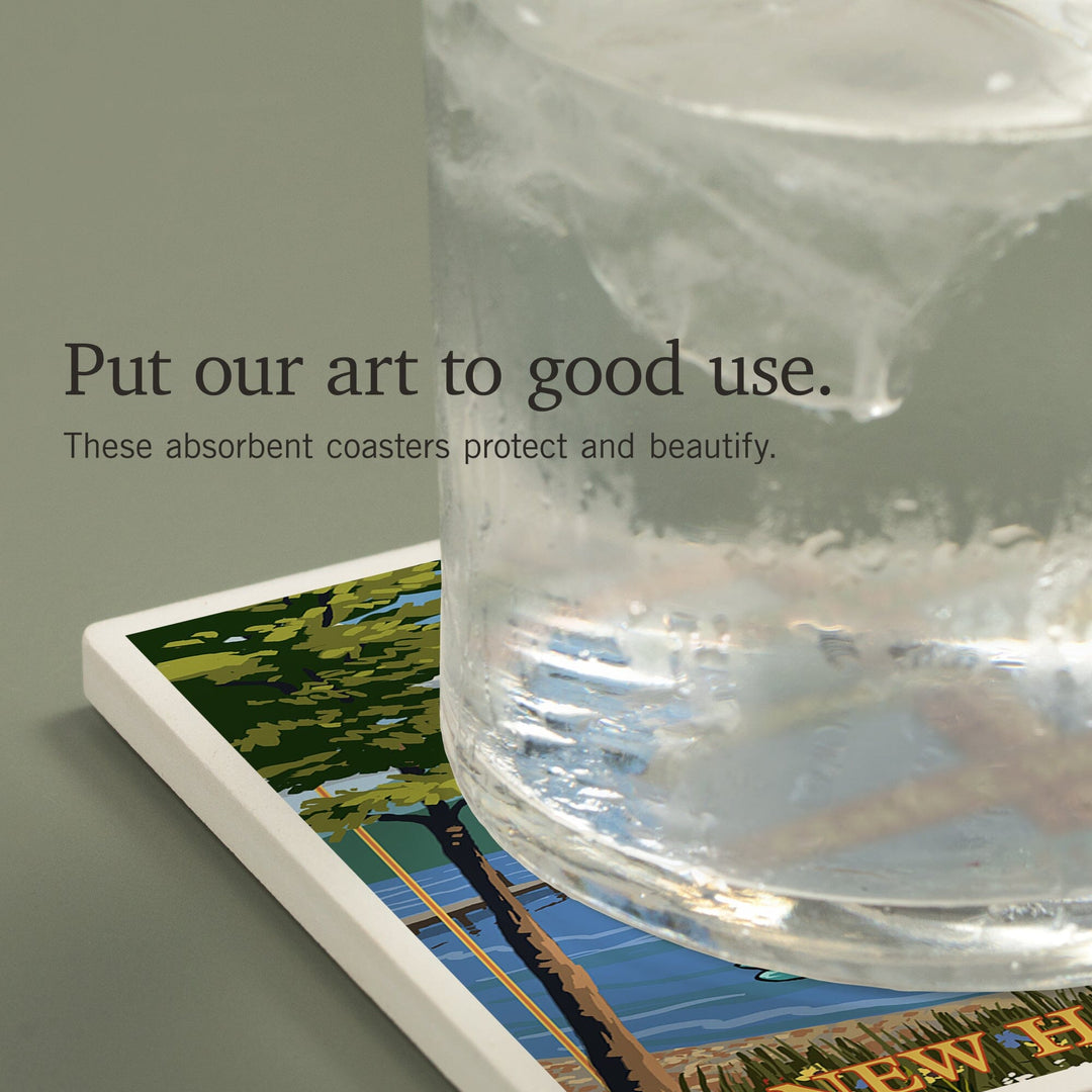 Lake Winnipesaukee, New Hampshire, Destinations Sign, Coasters Coasters Lantern Press