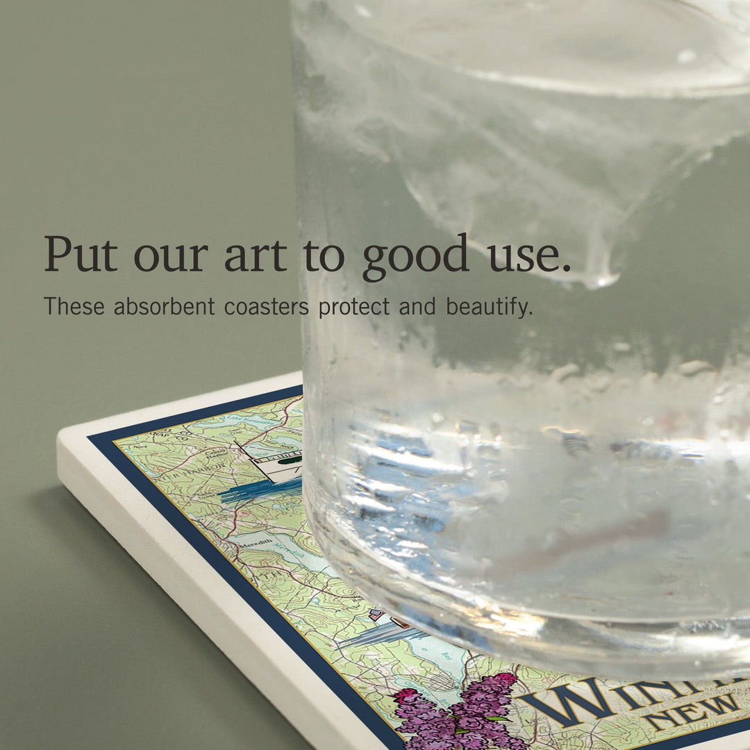 Lake Winnipesaukee, New Hampshire, Lake Chart, Coasters Coasters Lantern Press