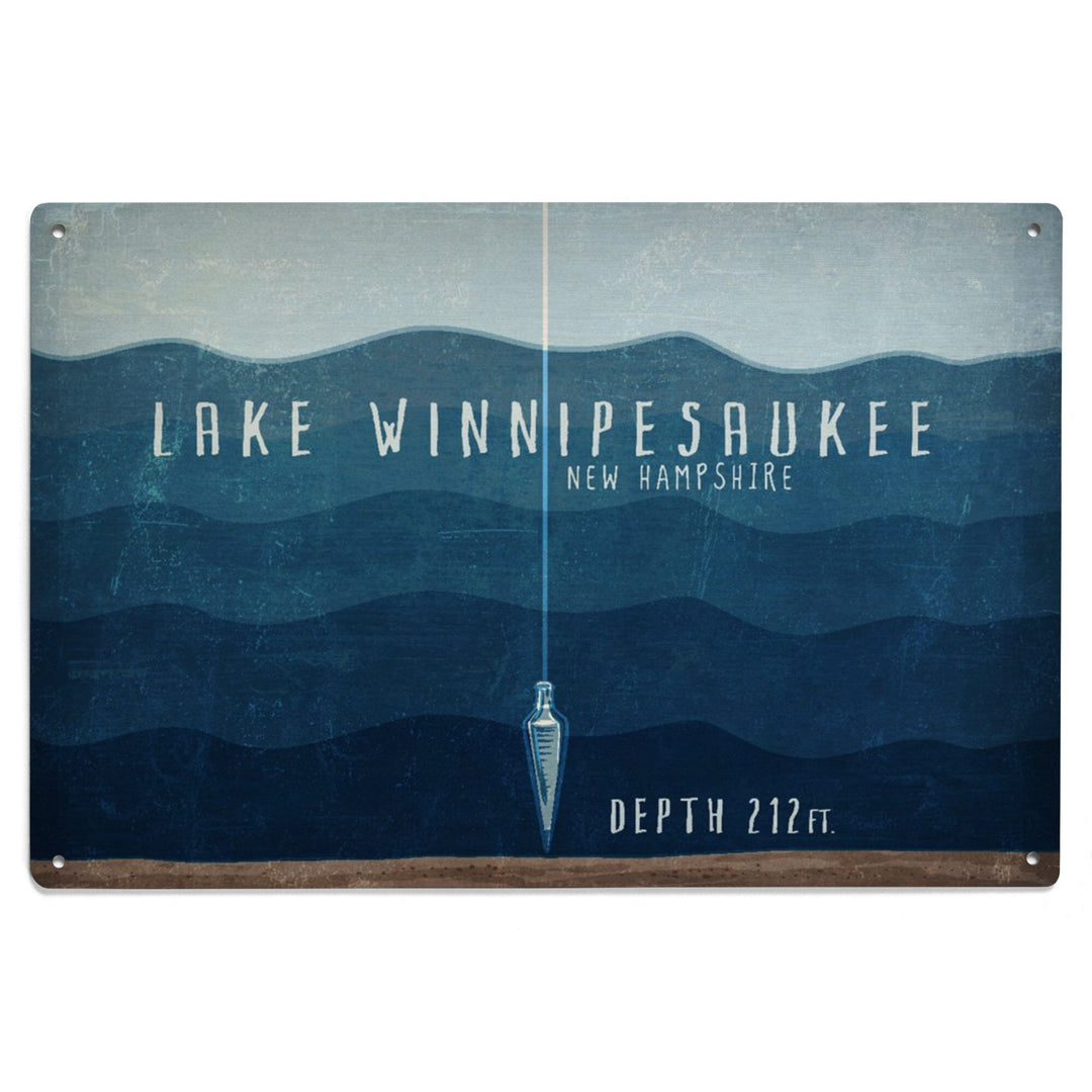 Lake Winnipesaukee, New Hampshire, Lake Essentials, Lake Depth, Lantern Press Artwork, Wood Signs and Postcards - Lantern Press