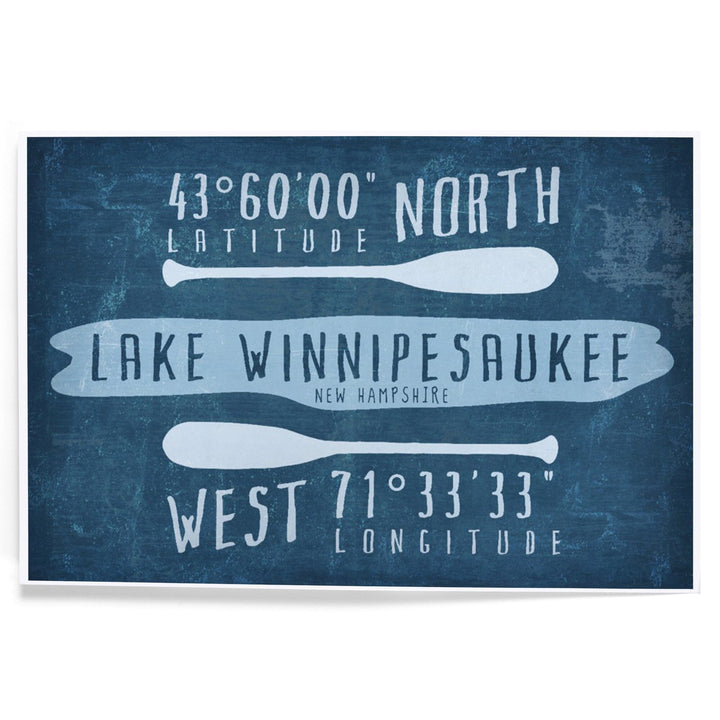 Lake Winnipesaukee, New Hampshire, Lake Essentials, Latitude and Longitude, Art & Giclee Prints - Lantern Press
