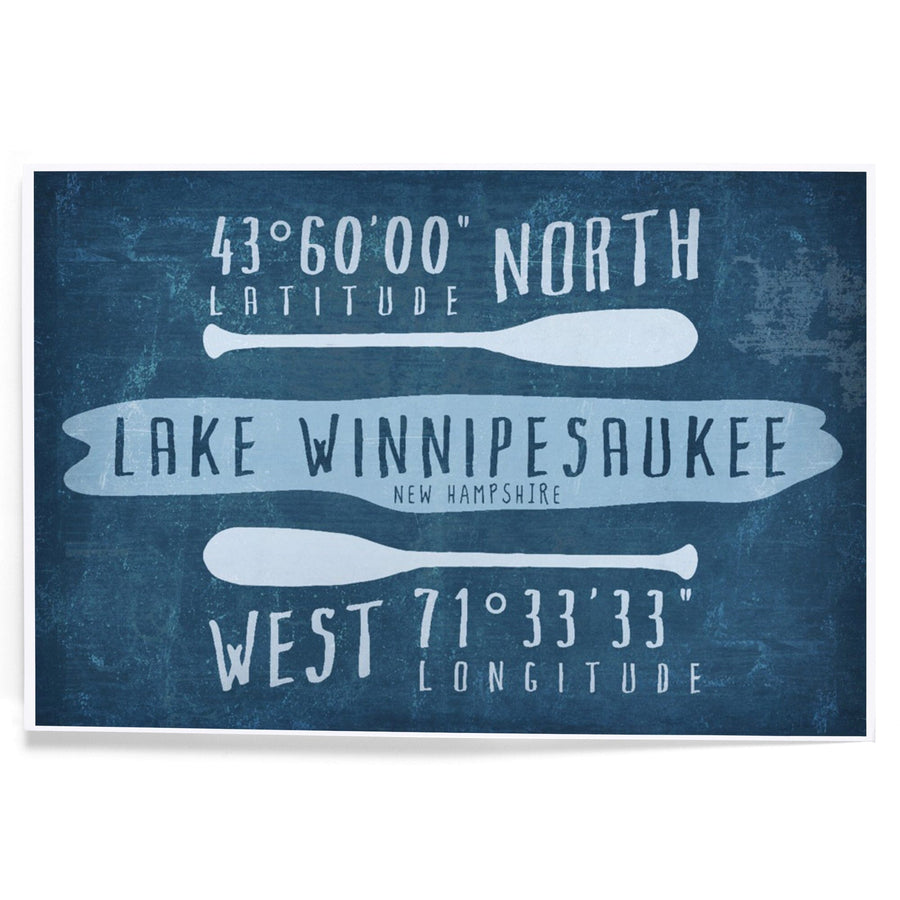 Lake Winnipesaukee, New Hampshire, Lake Essentials, Latitude and Longitude, Art & Giclee Prints - Lantern Press