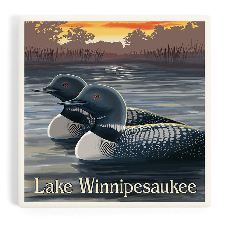 Lake Winnipesaukee, New Hampshire, Loons, Coasters Coasters Lantern Press