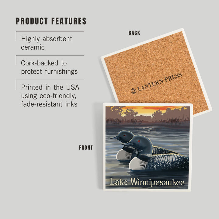 Lake Winnipesaukee, New Hampshire, Loons, Coasters Coasters Lantern Press