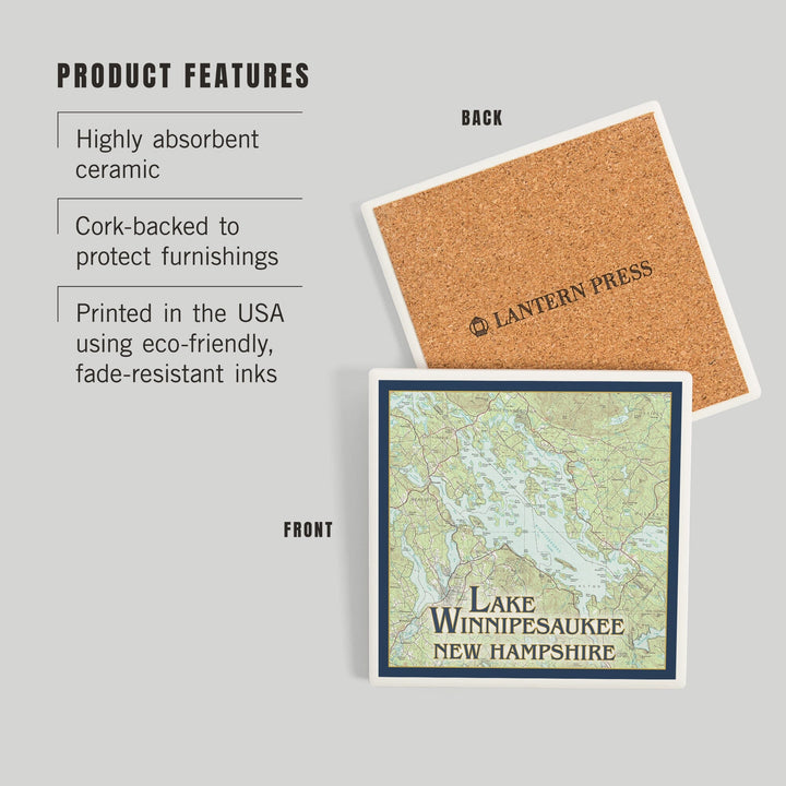 Lake Winnipesaukee, New Hampshire, No Icons, Coasters Coasters Lantern Press