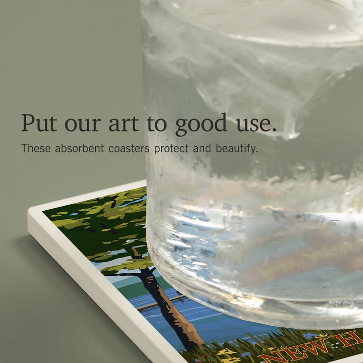 Lakes Region, New Hampshire, Destinations Sign, Coasters Coasters Lantern Press