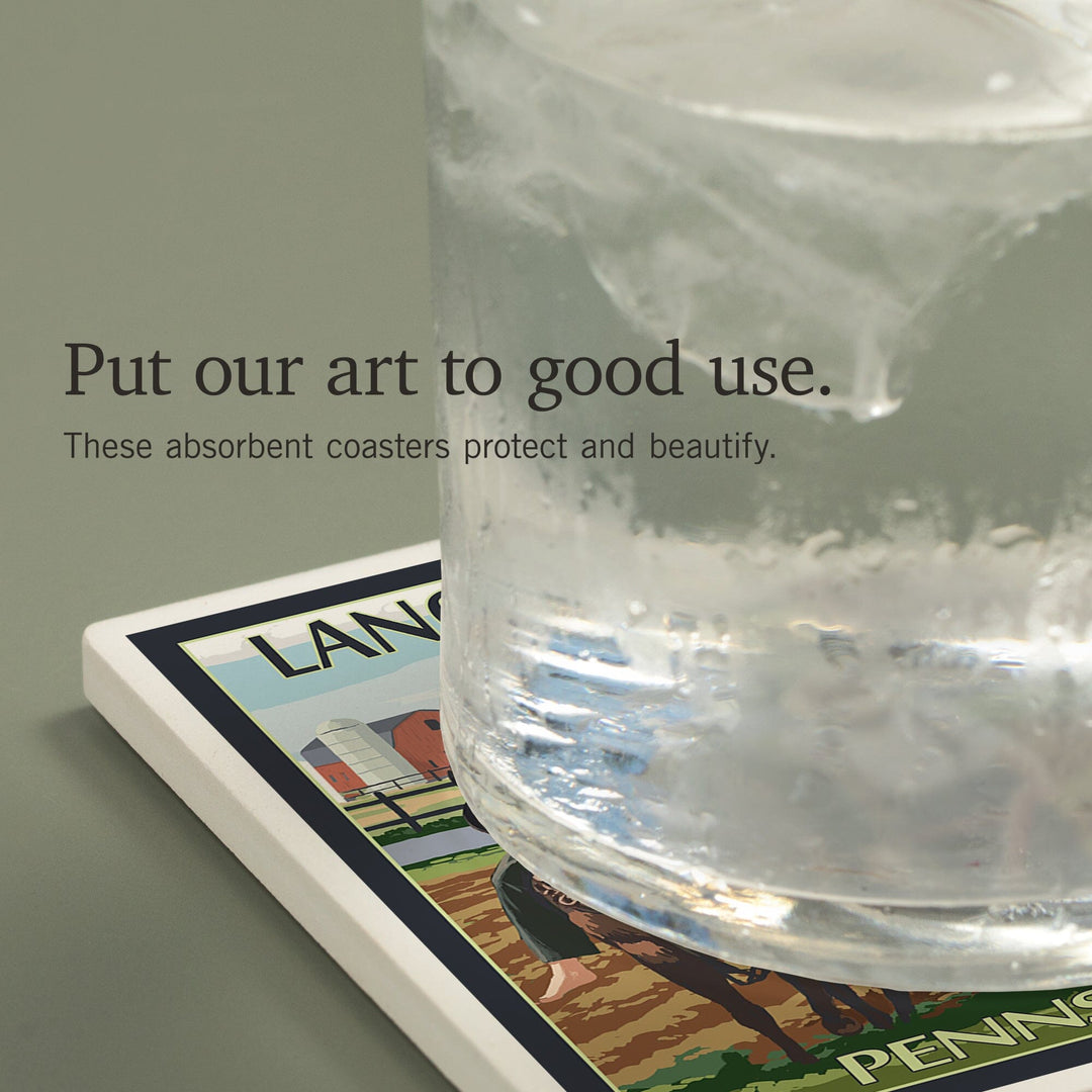 Lancaster County, Pennsylvania, Amish Farm Scene, Coasters Coasters Lantern Press