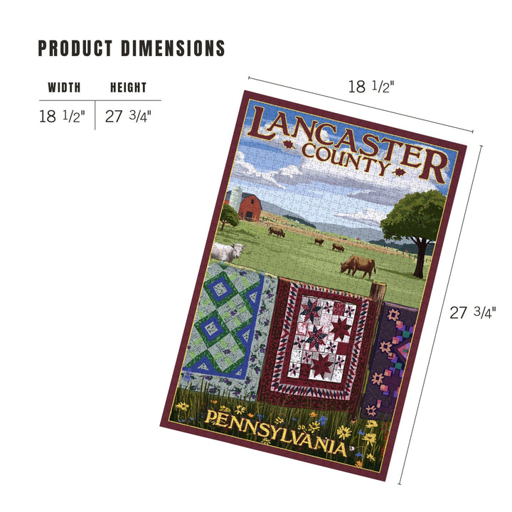 Lancaster County, Pennsylvania, View with Quilts on Fence, Jigsaw Puzzle Puzzle Lantern Press