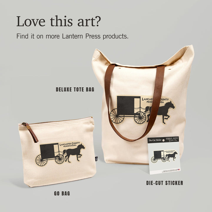 Lancaster Horse and Buggy Outline, Contour, Lantern Press Artwork, Vinyl Sticker - Lantern Press