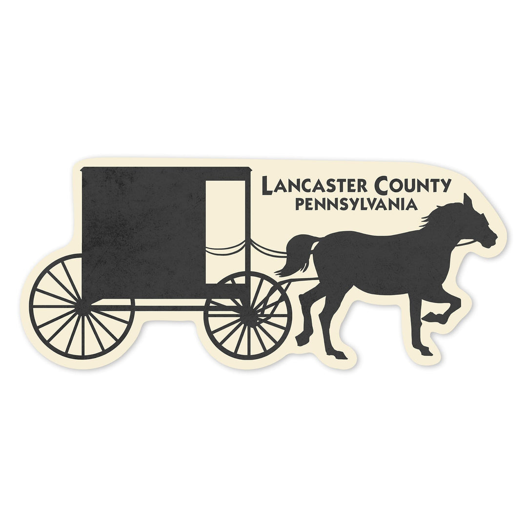 Lancaster Horse and Buggy Outline, Contour, Lantern Press Artwork, Vinyl Sticker - Lantern Press