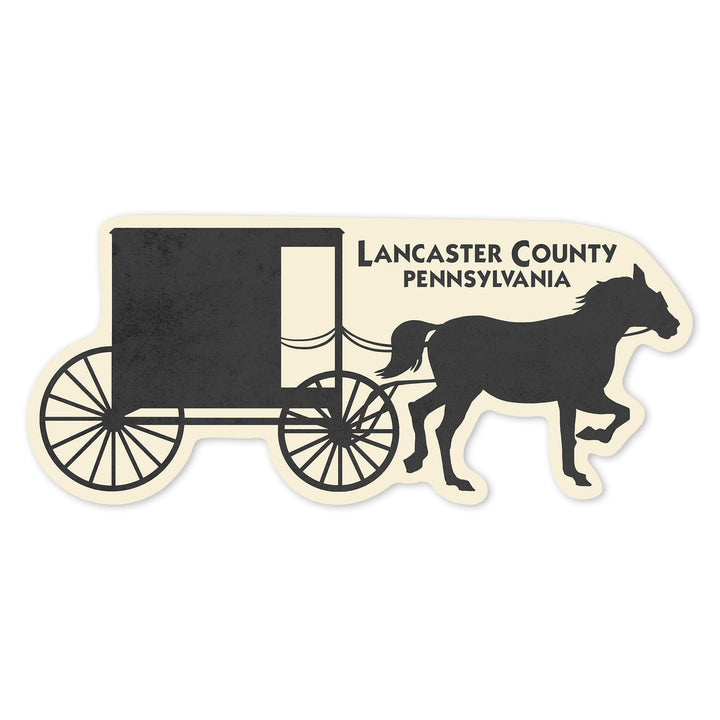 Lancaster Horse and Buggy Outline, Contour, Lantern Press Artwork, Vinyl Sticker - Lantern Press