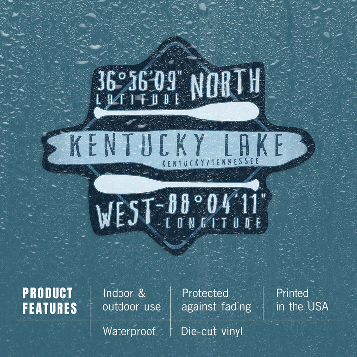 Land Between the Lakes, Kentucky, Lake Essentials, Latitude & Longitude, Contour, Lantern Press Artwork, Vinyl Sticker - Lantern Press