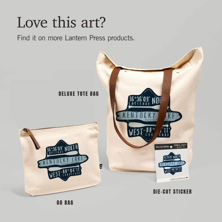 Land Between the Lakes, Kentucky, Lake Essentials, Latitude & Longitude, Contour, Lantern Press Artwork, Vinyl Sticker - Lantern Press