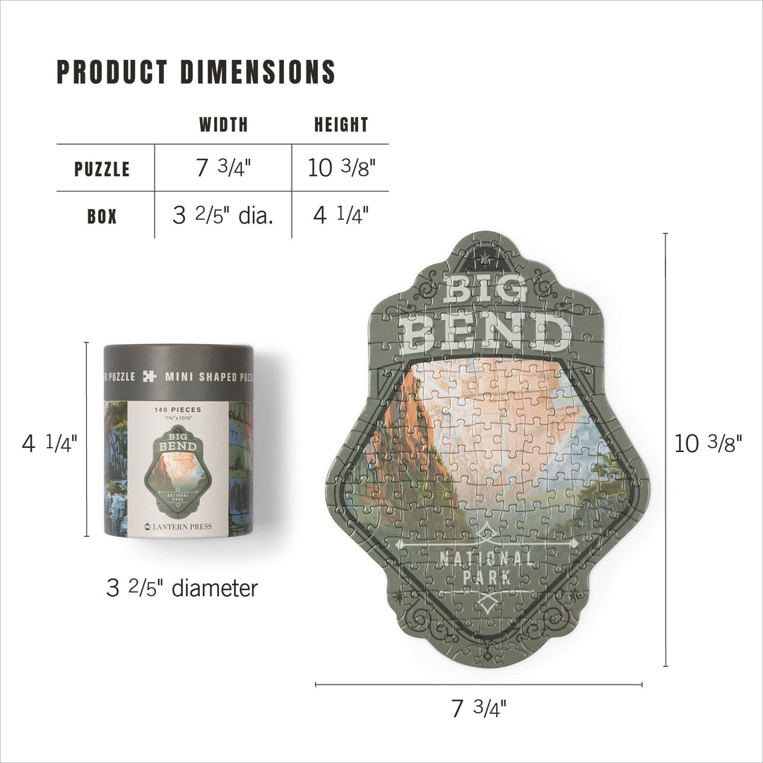Lantern Press Mini Shaped Adult Jigsaw Puzzle, Protect Our National Parks (Big Bend) Lantern Press