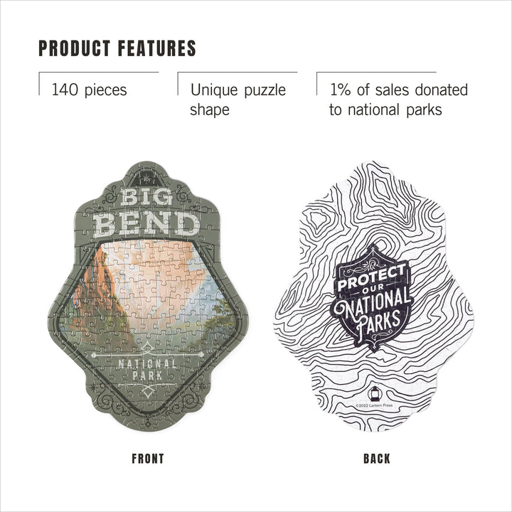 Lantern Press Mini Shaped Adult Jigsaw Puzzle, Protect Our National Parks (Big Bend) Lantern Press