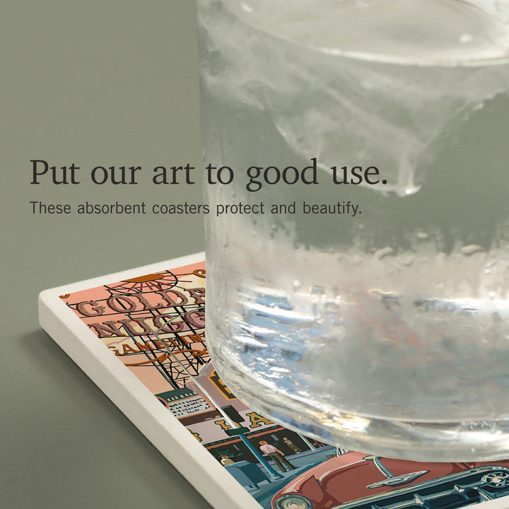 Las Vegas, Nevada, Old Strip Scene, Coasters Coasters Lantern Press