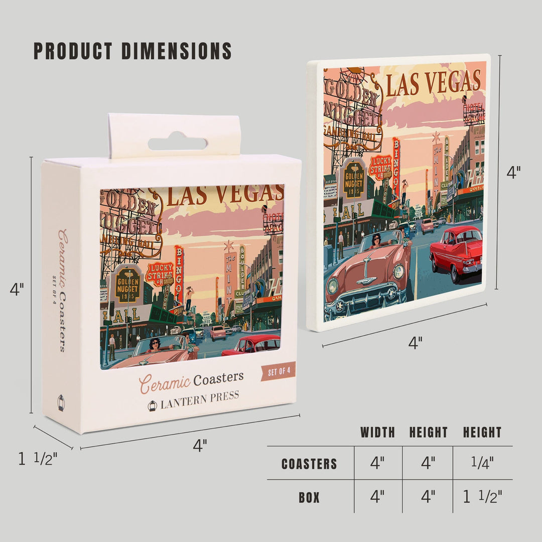 Las Vegas, Nevada, Old Strip Scene, Coasters Coasters Lantern Press