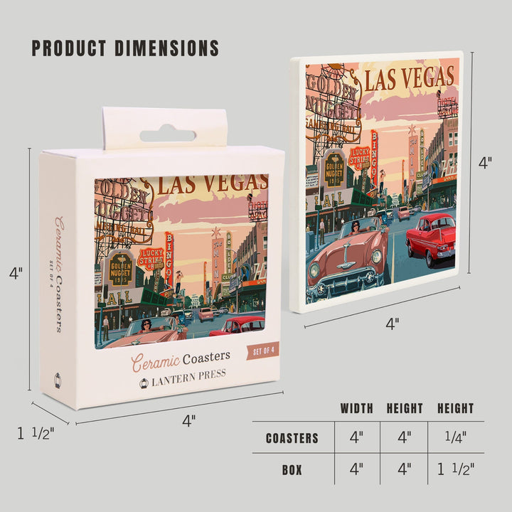Las Vegas, Nevada, Old Strip Scene, Coasters Coasters Lantern Press