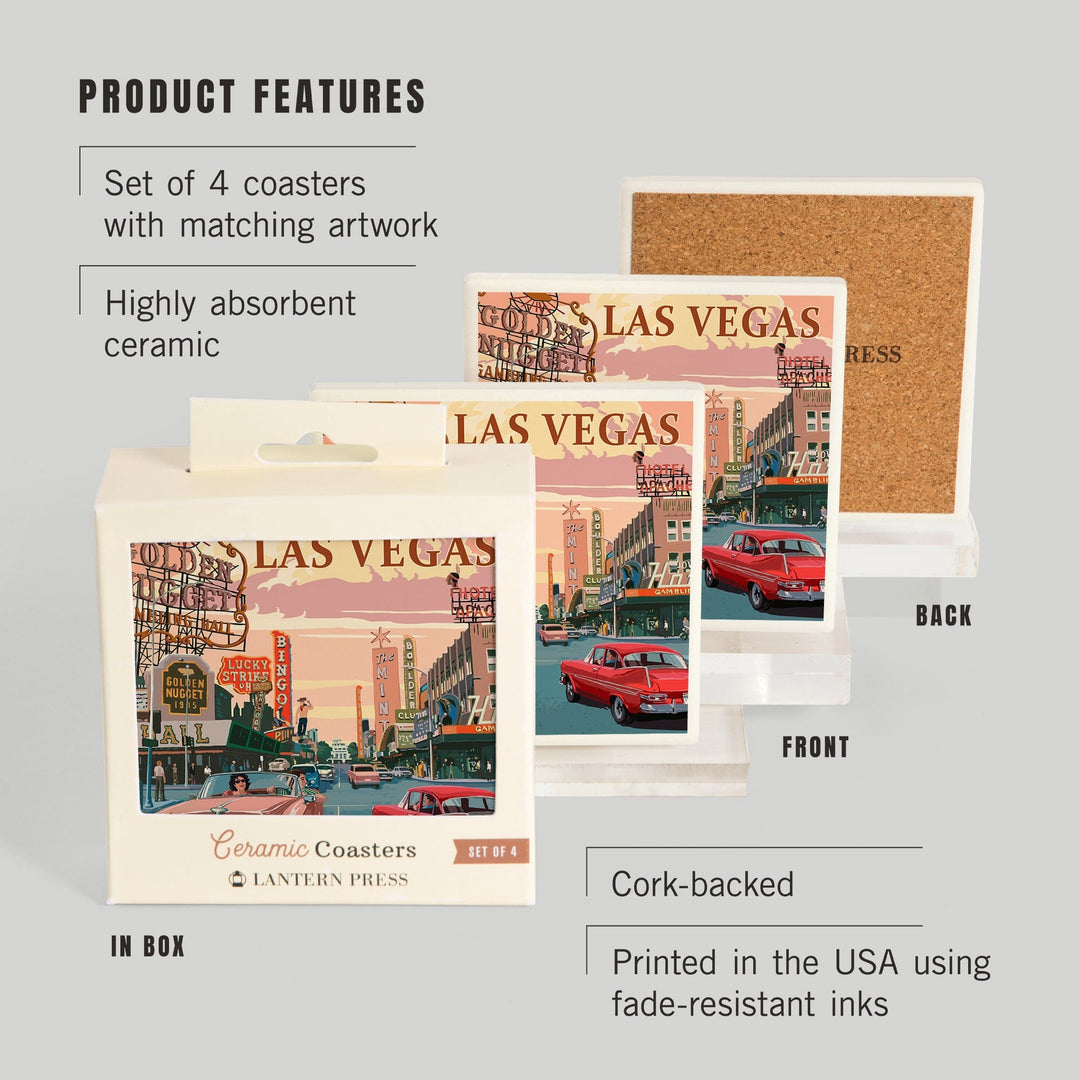 Las Vegas, Nevada, Old Strip Scene, Coasters Coasters Lantern Press